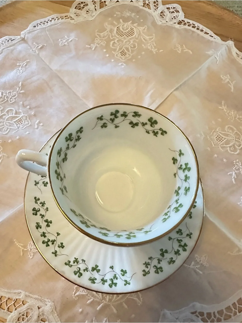 Vintage Royal Tara Galway Ireland Shamrock Trellis Tea Cup Saucer Set